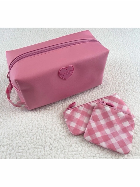 Bath & Body Works Handbags - (NWT) BATH & BODY WORKS • 3-Piece Pink/White Faux Leather Cosmetic Travel Set